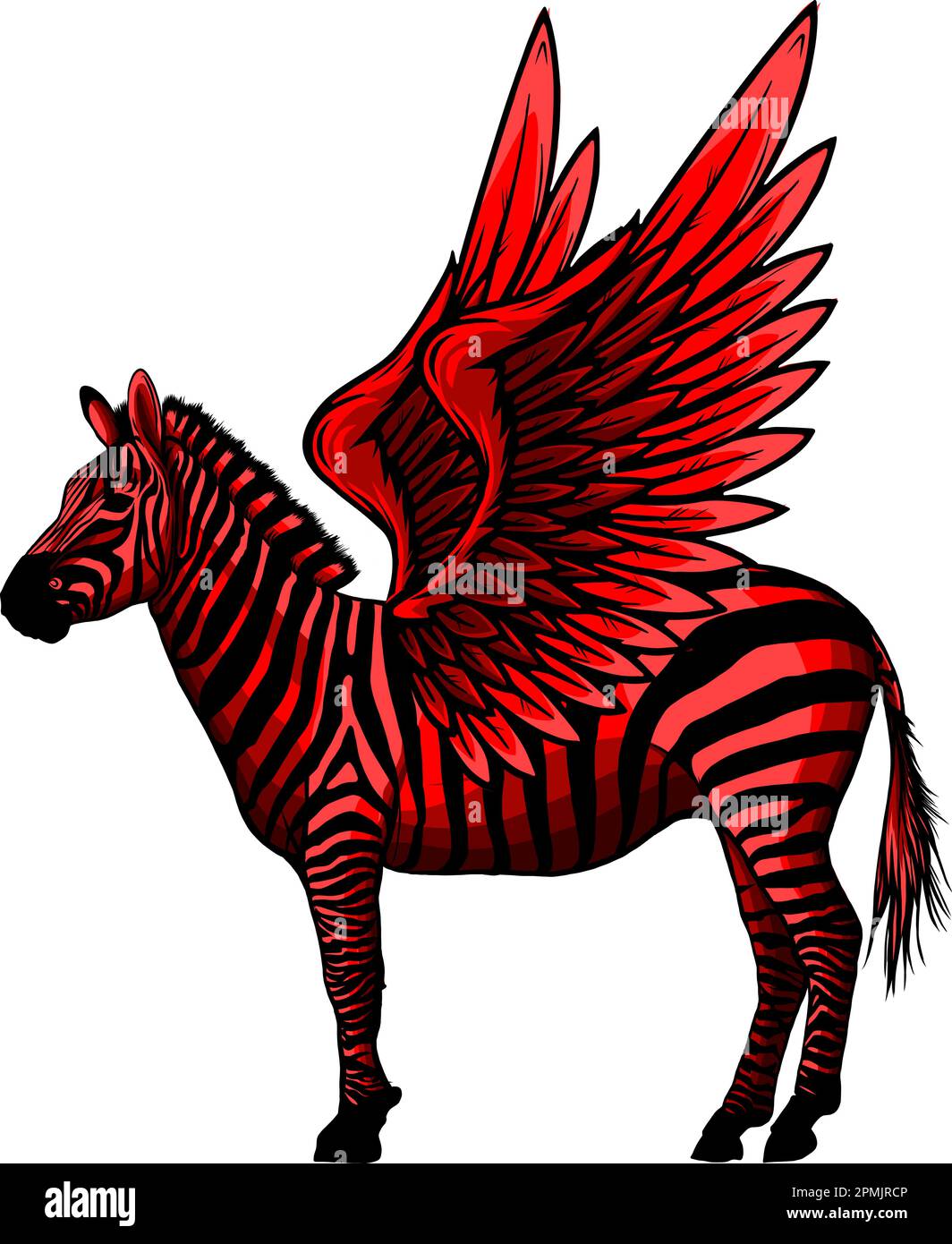 vector illustration of Cute zebra with wings. Isolated on white background Stock Vector