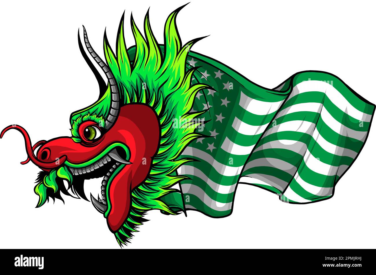 vector illustration of Dragon head logo. on white background Stock Vector