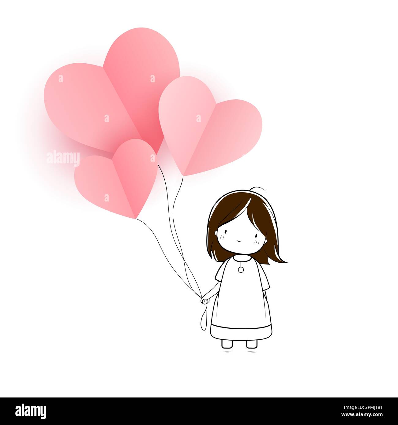 Cute baby girl with heart balloons. Vector Illustration EPS10 Stock ...