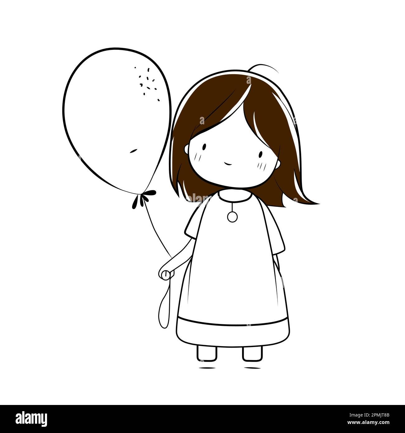 Cute baby girl with heart balloons. Vector Illustration EPS10 Stock ...