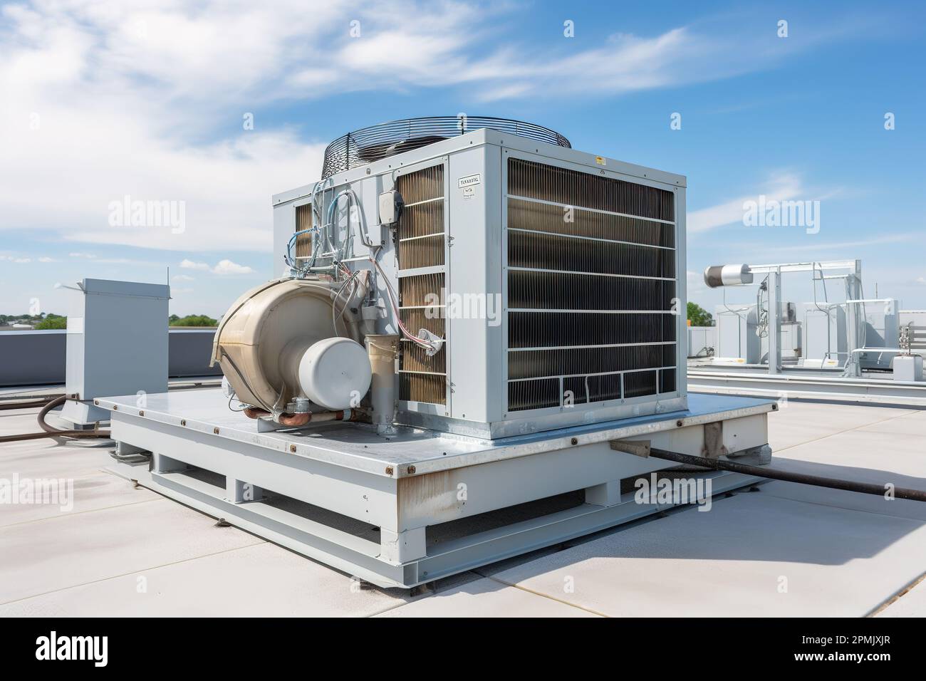Commercial air conditioning outer fan, commercial HVAC system installed