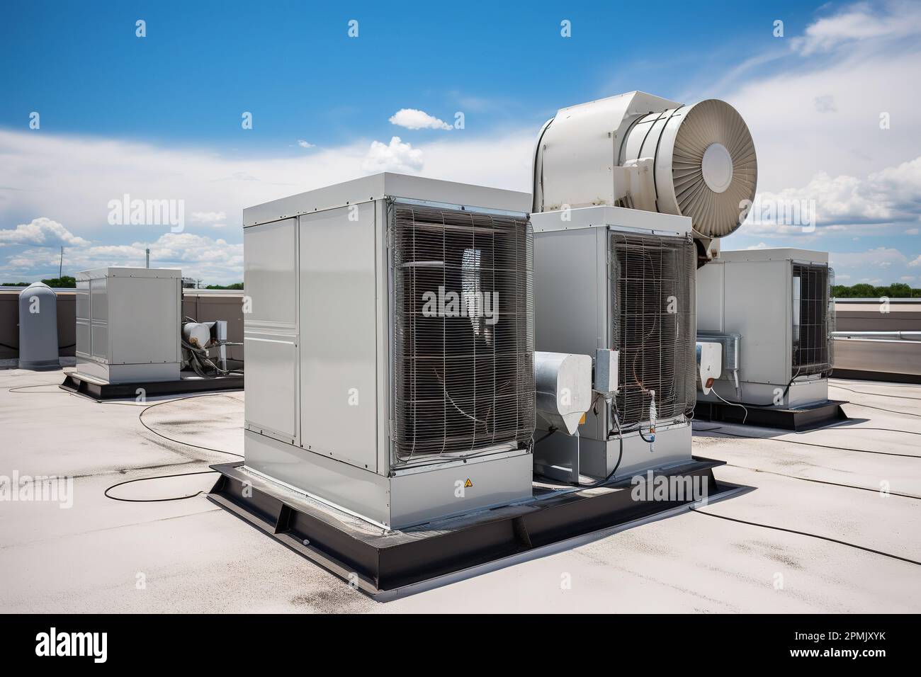 Commercial air conditioning outer fan, commercial HVAC system installed