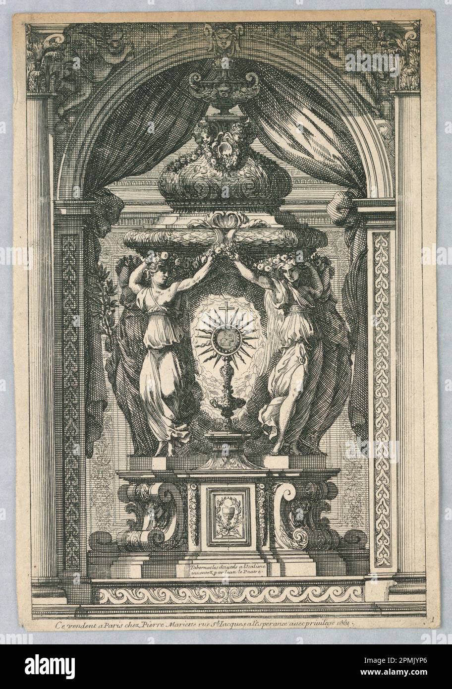 Print, Design for an Altar Tabernacle; Print Maker: Jean Le Pautre (French, 1618–1682); etching on paper; 22.6 × 15.5 cm (8 7/8 × 6 1/8 in.) Stock Photo