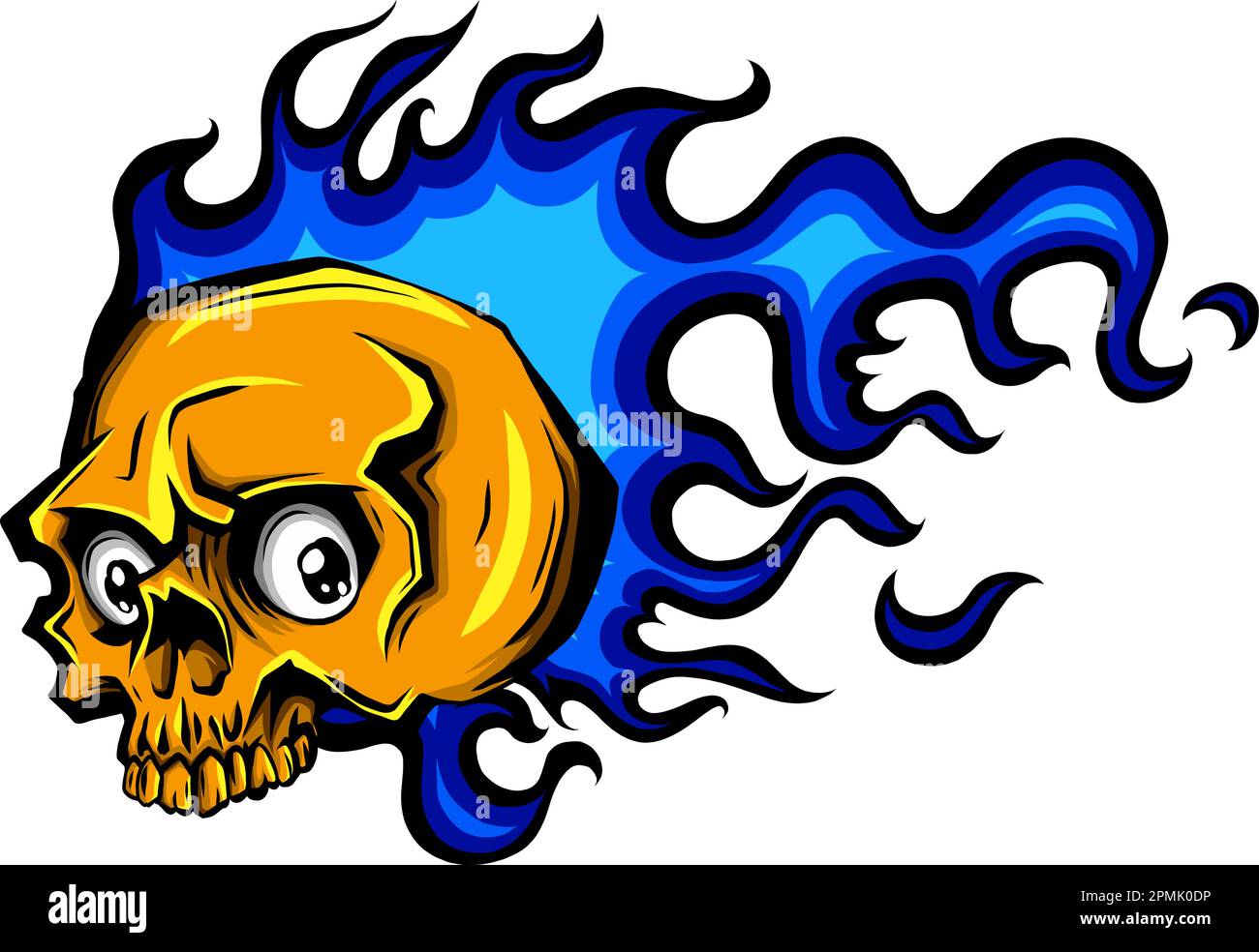 vector illustration of human skull on white background. digital hand ...