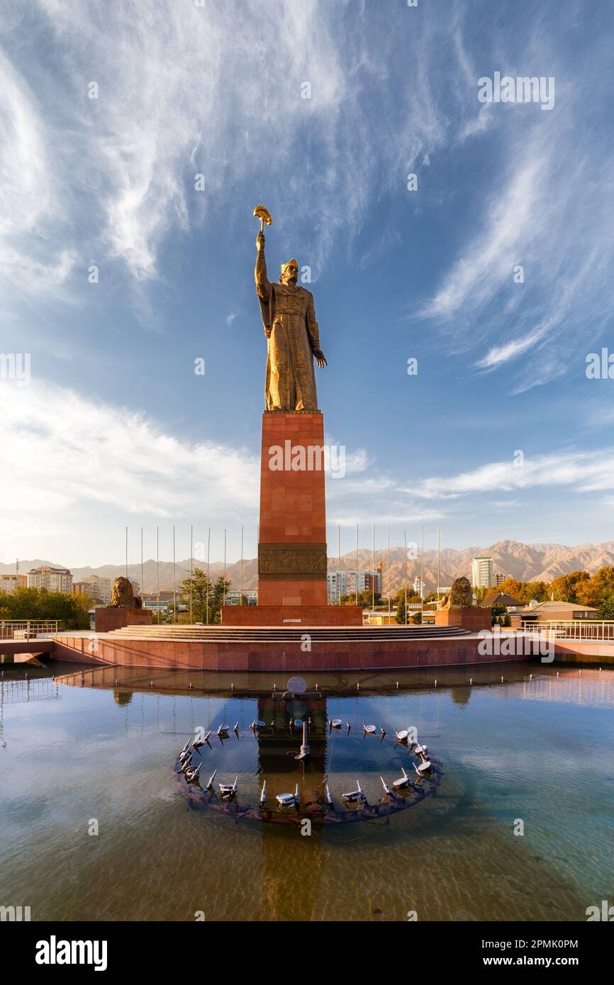 Ismail Somoni statue in Somoni Park. Khujand, Tajikistan Stock Photo