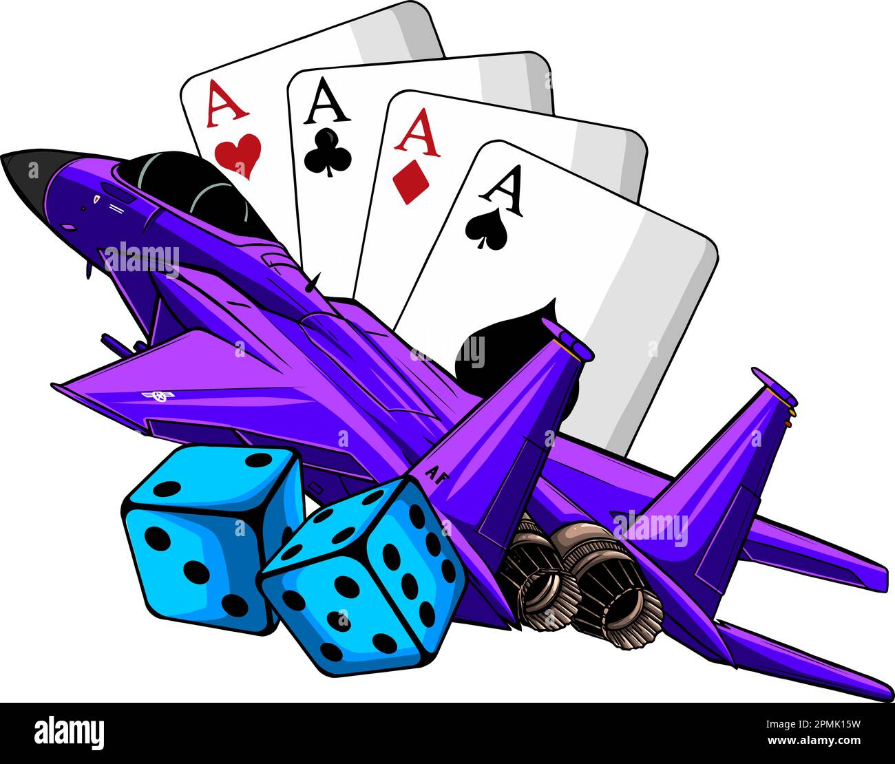 jet fighter vector illustration on white background. digital hand draw design Stock Vector