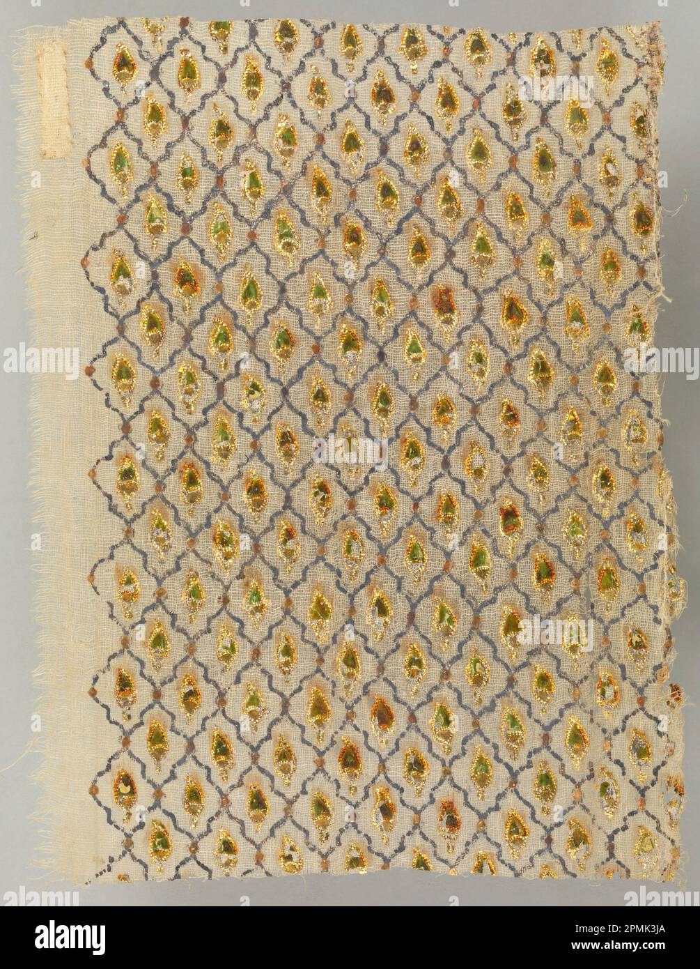 Fragment (India); cotton; Warp x Weft: 18.7 x 14 cm (7 3/8 x 5 1/2 in.); 1952-58-4 Stock Photo