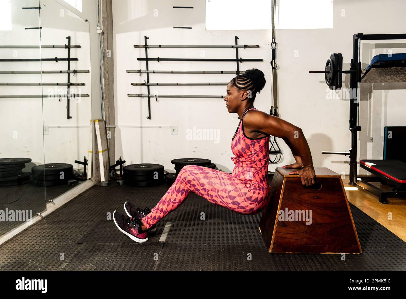 Determined woman doing arm exercises at the gym. Body strengthening Stock Photo Alamy