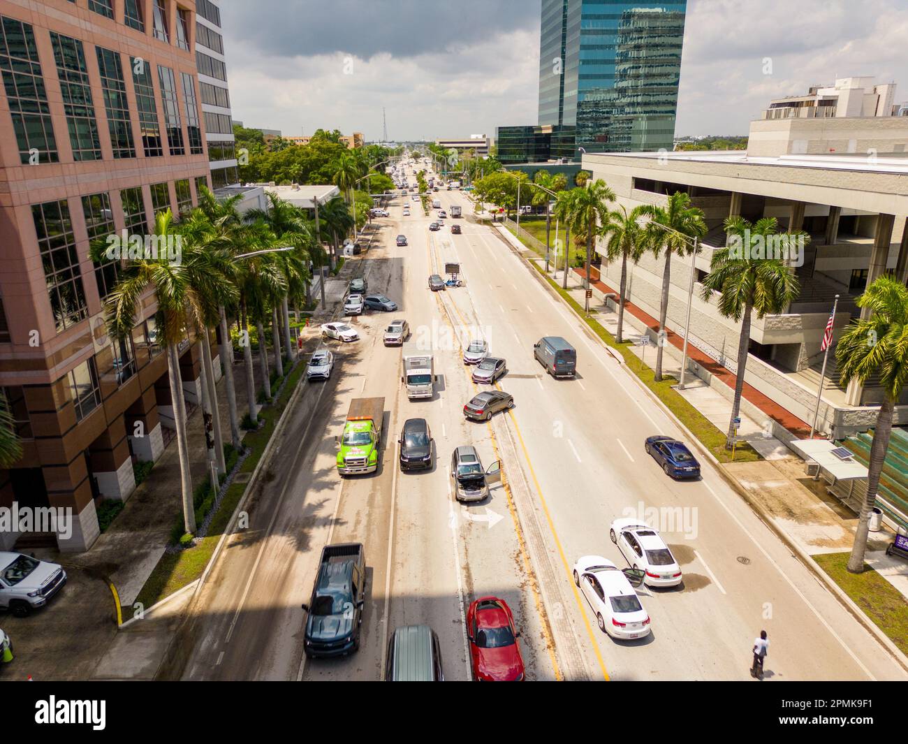 Fort Lauderdale, FL, USA April 13, 2023 Aerial news photo rain flood