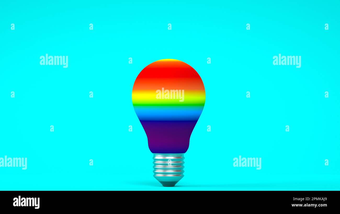 rainbow light bulb Stock Photo