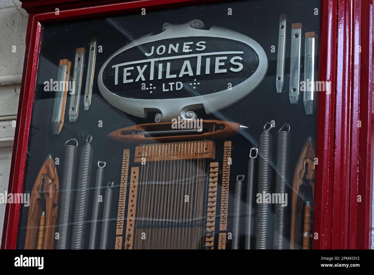 Jones Textilaties Ltd display - 1082 Burnley Road East, Water, Rossendale, Lancashire, England, UK, BB4 9PX Stock Photo