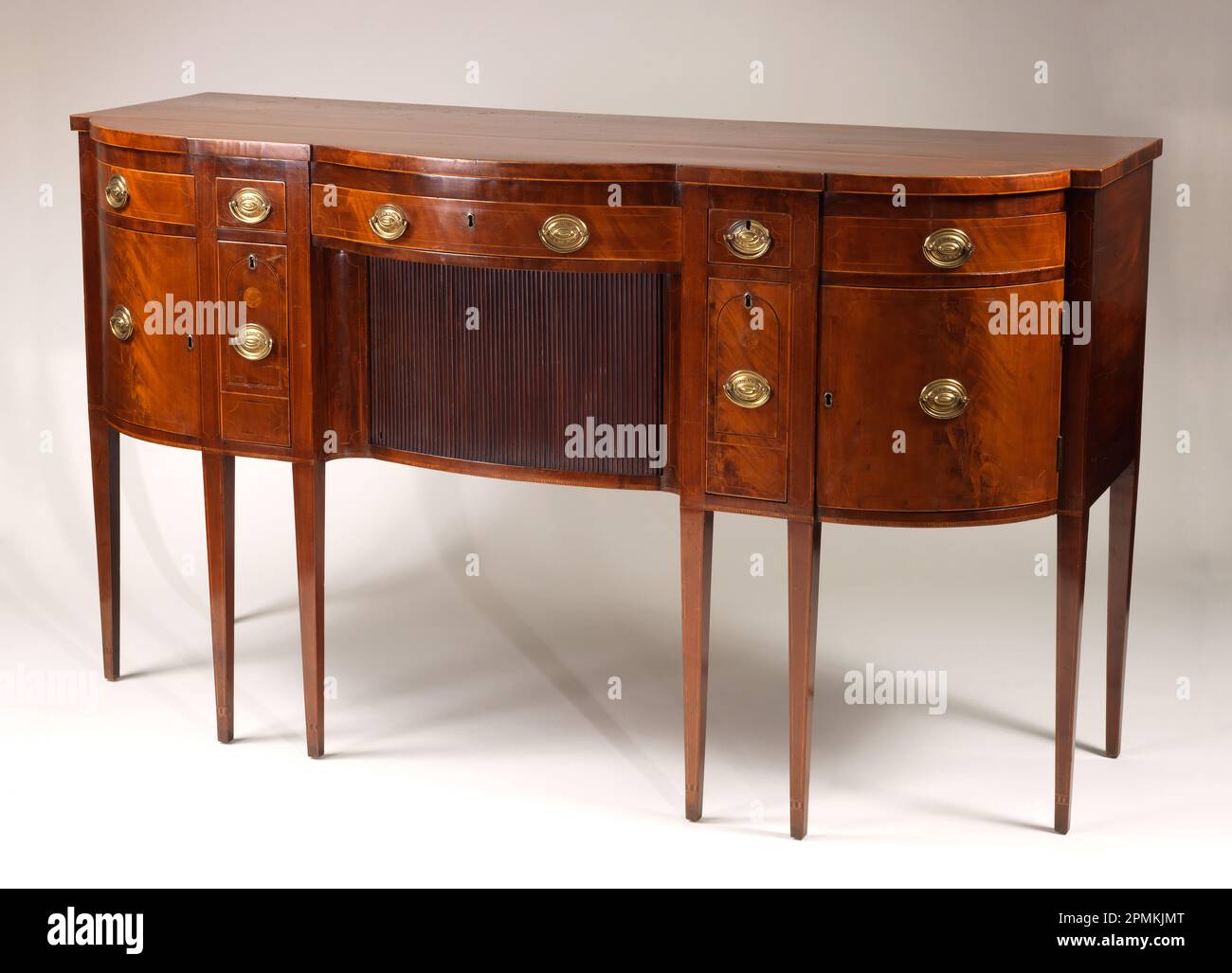 Sideboard (USA); mahogany, white pine, tulip, poplar, box (inlay), brass (pulls); Bequest of Mrs. John Innes Kane; 1926-37-244-a/h Stock Photo