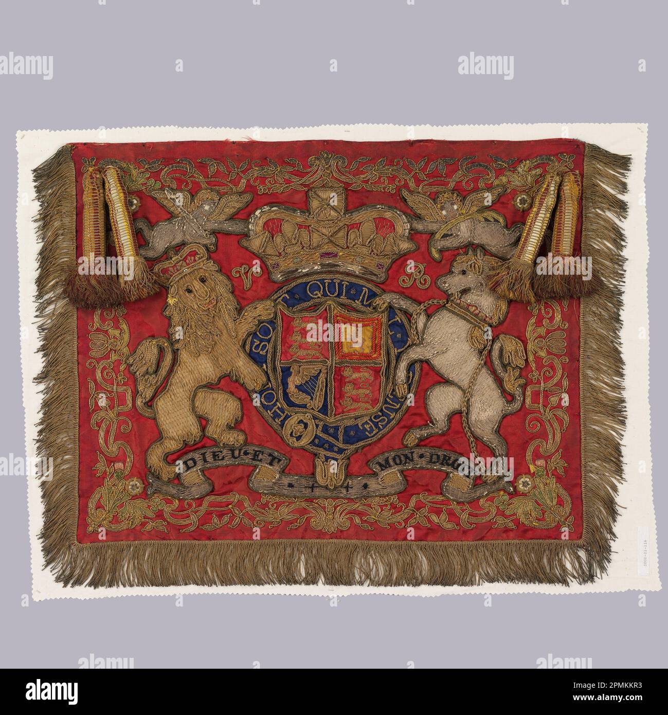 Banner (England); silk, metal threads; Frame H x W: 55.2 x 69.9 cm (21 3/4 x 27 1/2 in.) Textile: H x W: 45.7 x 59.7 cm (18 x 23 1/2 in.) Stock Photo