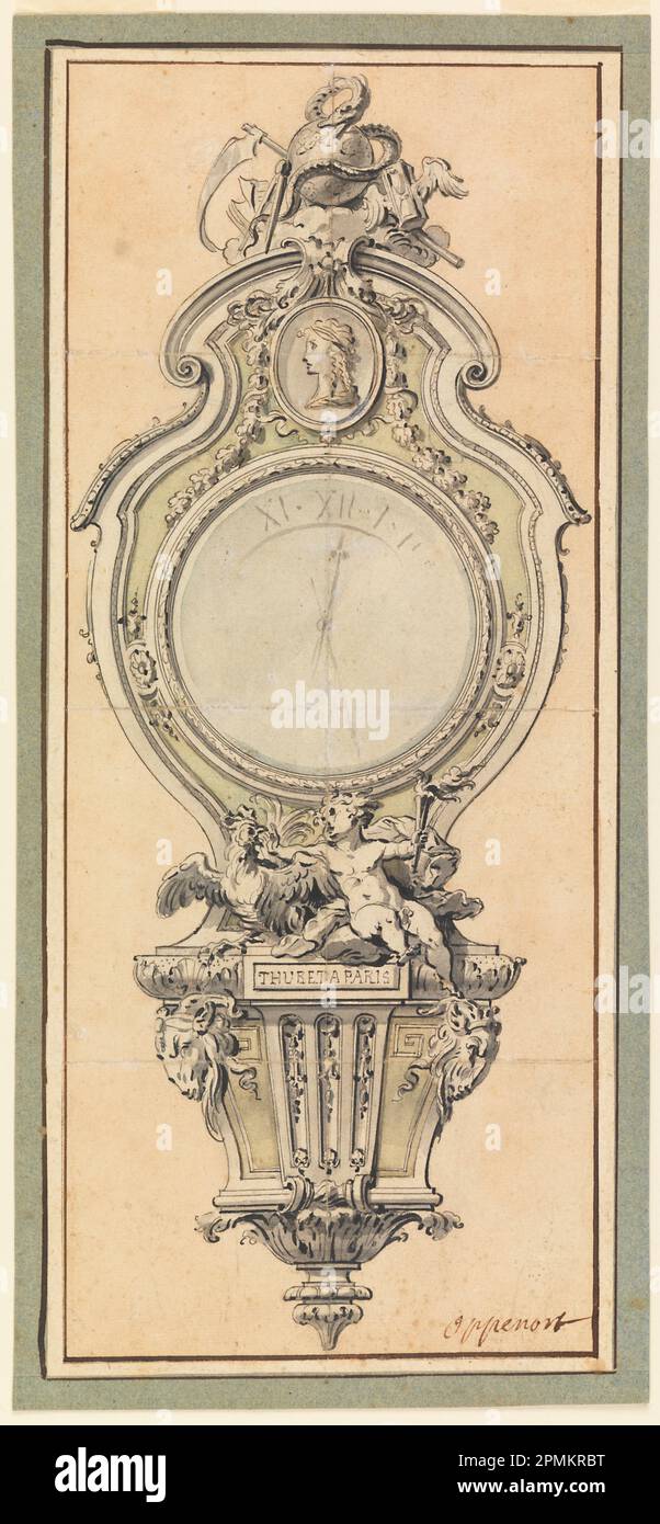 Drawing, Design for a Cartel Clock Case for J. Thuret, clockmaker to