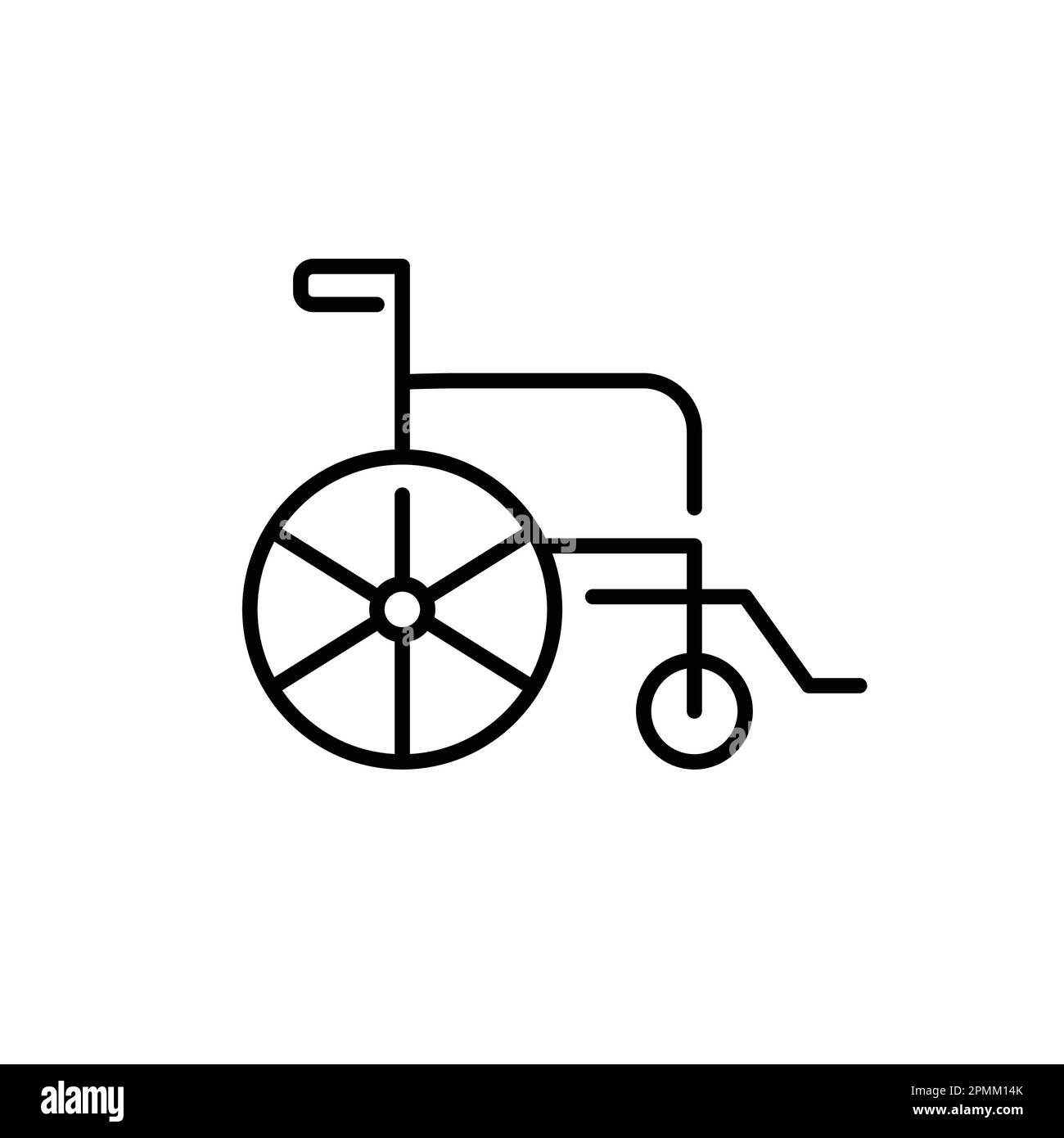 Wheelchair for people with disabilities or medical transportation and rehabilitation. Pixel perfect, editable stroke  Stock Vector