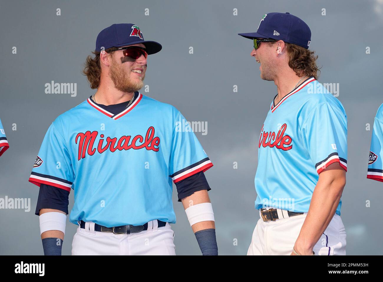 Fort Myers Miracle Andrew Cossetti (33) and Dillon Tatum (19