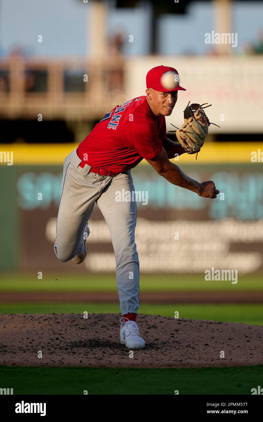 Clearwater Threshers pitcher Alex McFarlane (47) during a MiLB Florida  State League baseball game against the Bradenton Marauders on April 7, 2023  at LECOM Park in Bradenton, Florida. (Mike Janes/Four Seam Images