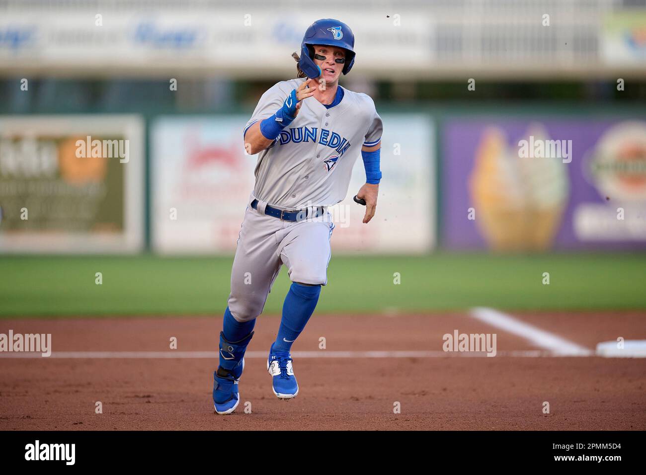 Dunedin Blue Jays Jaden Rudd (3) leads off during an MiLB Florida