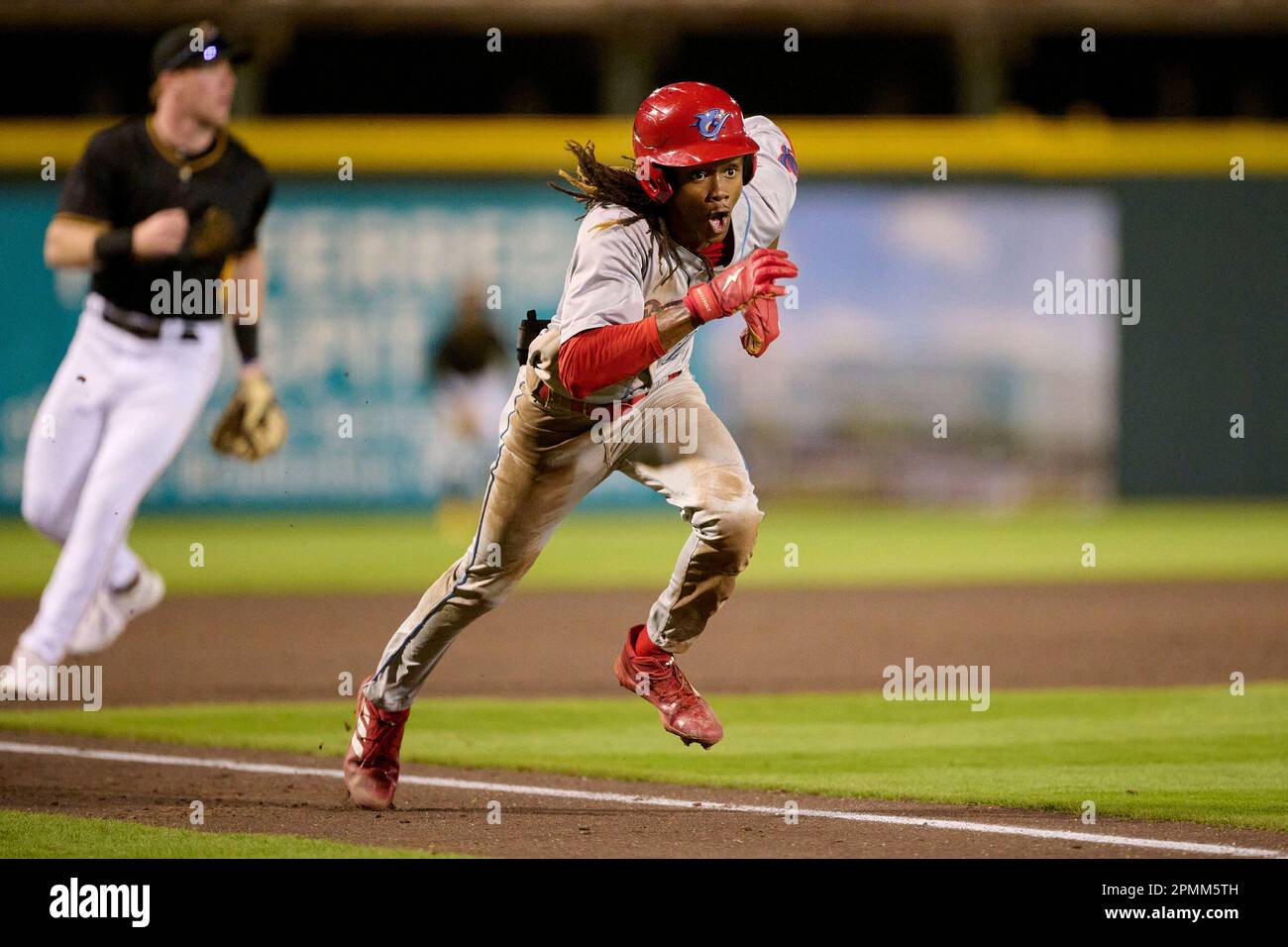 Clearwater Threshers Emaarion Boyd (23) running the bases during an