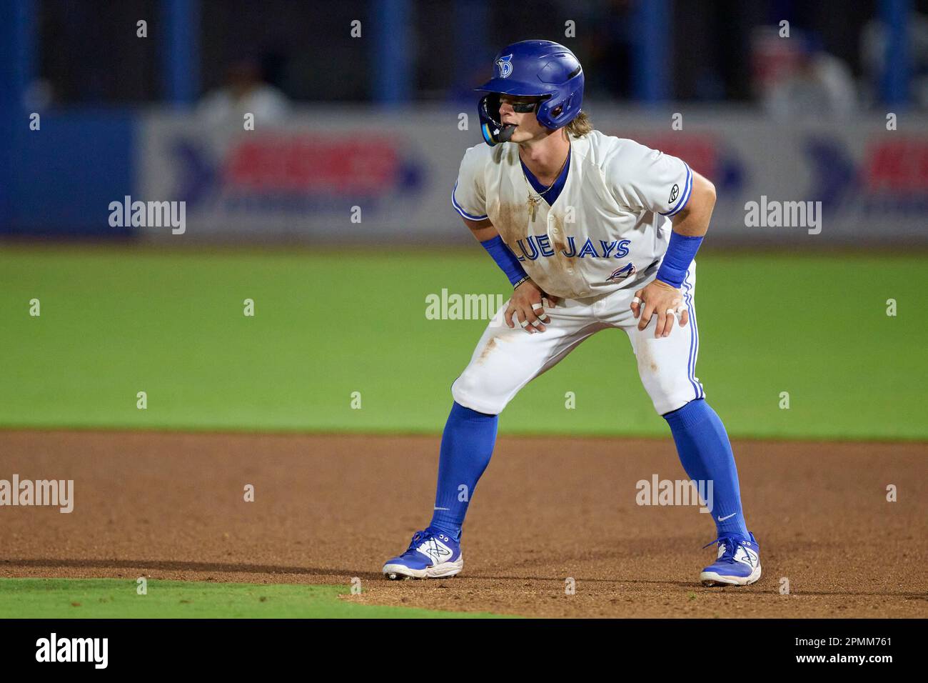 Dunedin Blue Jays Jaden Rudd (3) leads off during an MiLB Florida State  League baseball game against the Tampa Tarpons on April 13, 2023 at TD  Ballpark in Dunedin, Florida. (Mike Janes/Four