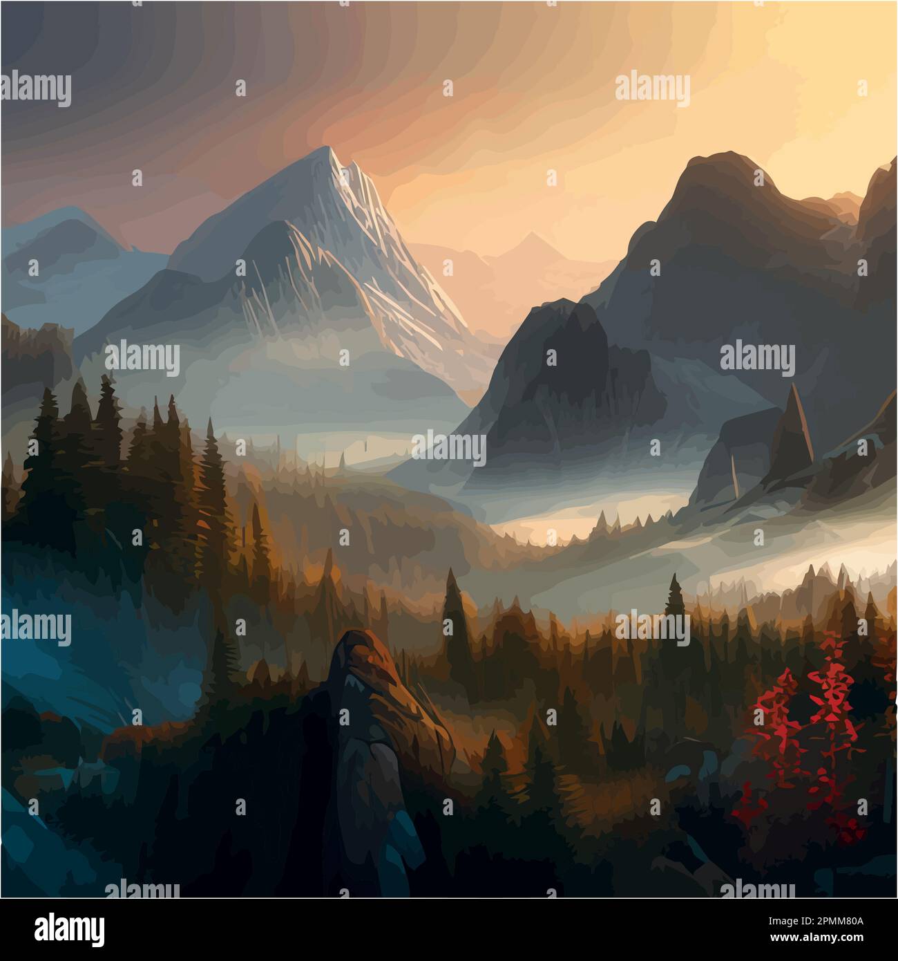 Foggy alps Stock Vector Images - Alamy
