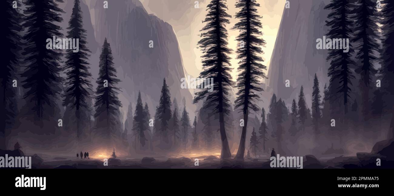 Twilight Forest Background Scary Fashion Landscape Vector Image Stock  Vector  Illustration of wallpaper mist 275034926