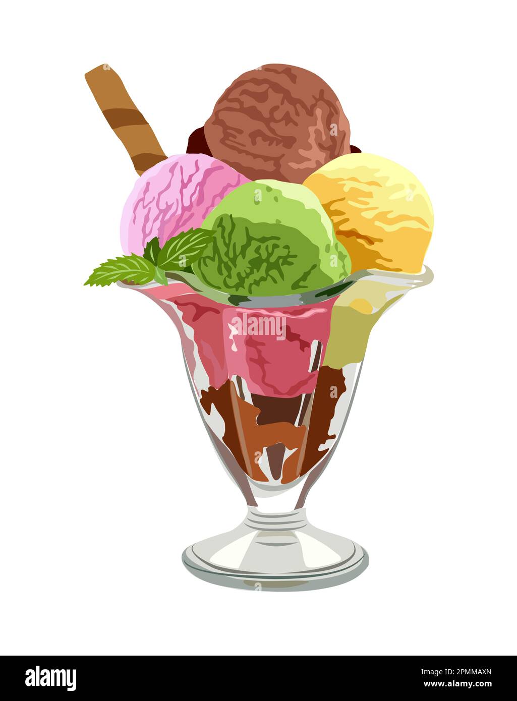 Ice cream in glass bowl vector illustration Stock Vector Image & Art ...