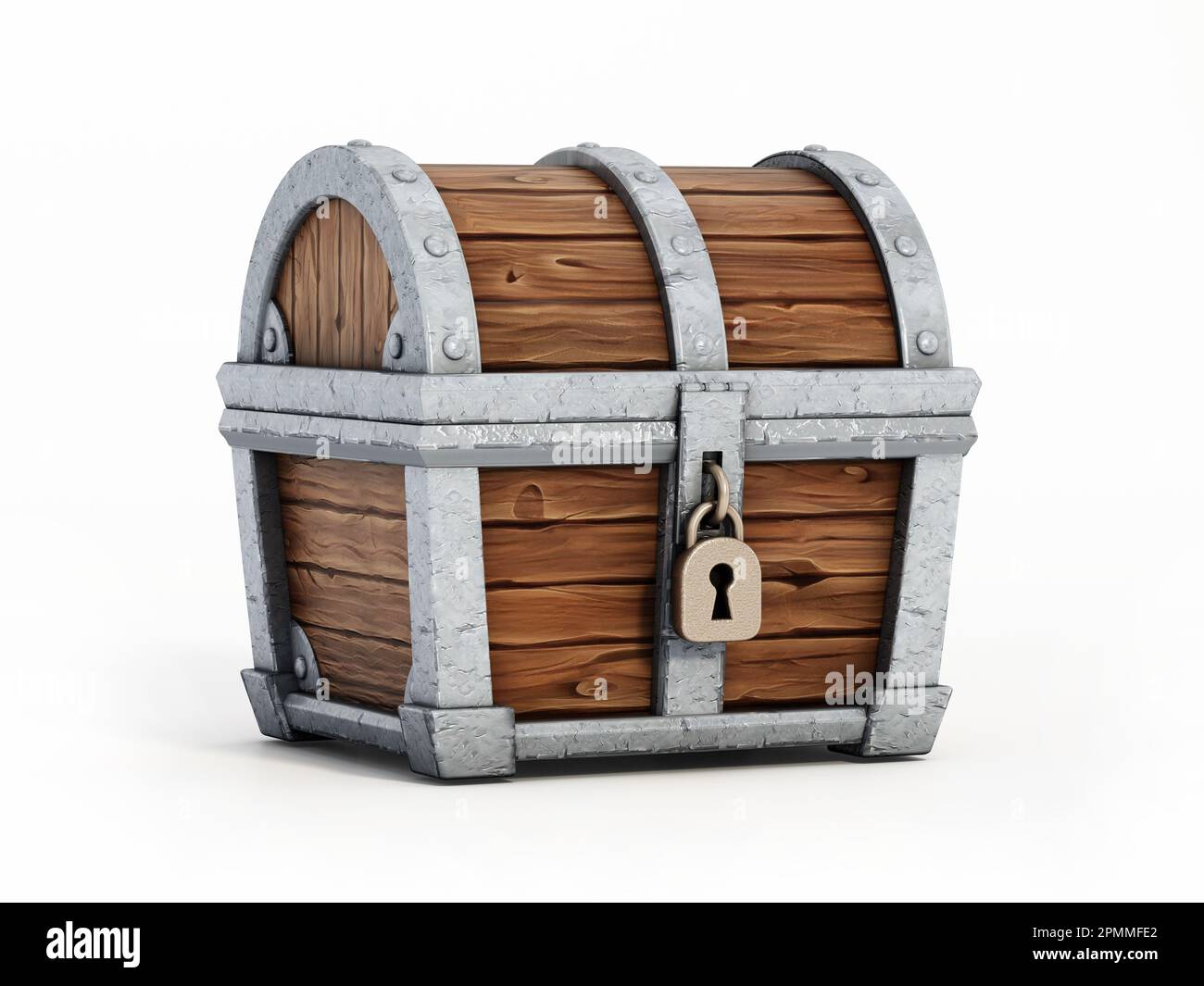 Cartoon treasure chest isolated on white background. 3D illustration
