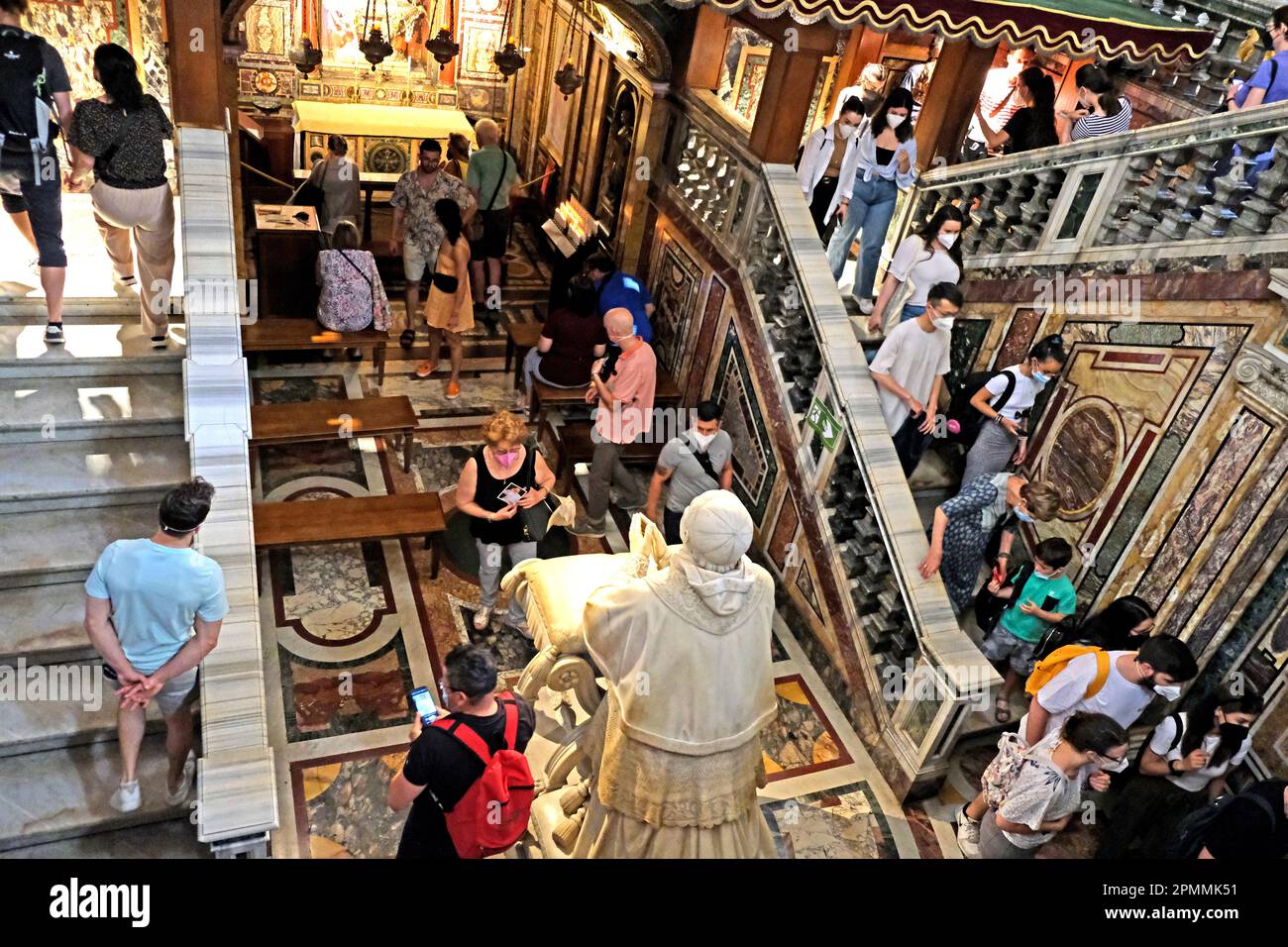 Tourists in Santa Maria Maggiore Basilica in Rome Italy Stock Photo