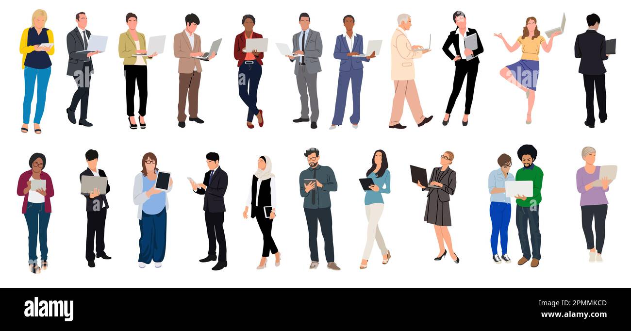 Business people with laptop, digital tablet vector Stock Vector Image ...