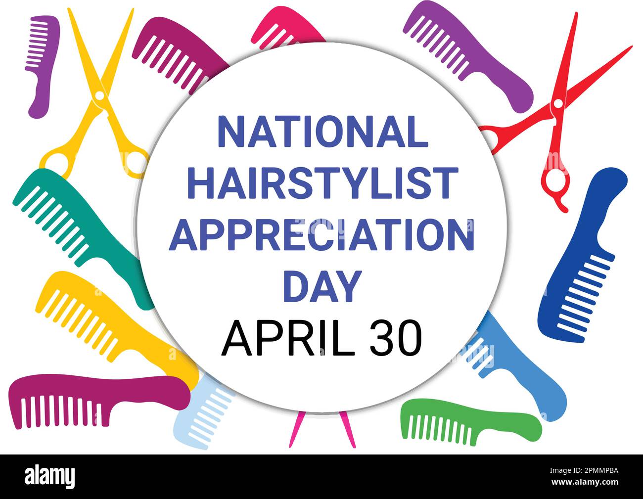 National Hairstylist Appreciation Day poster with colorful combs and