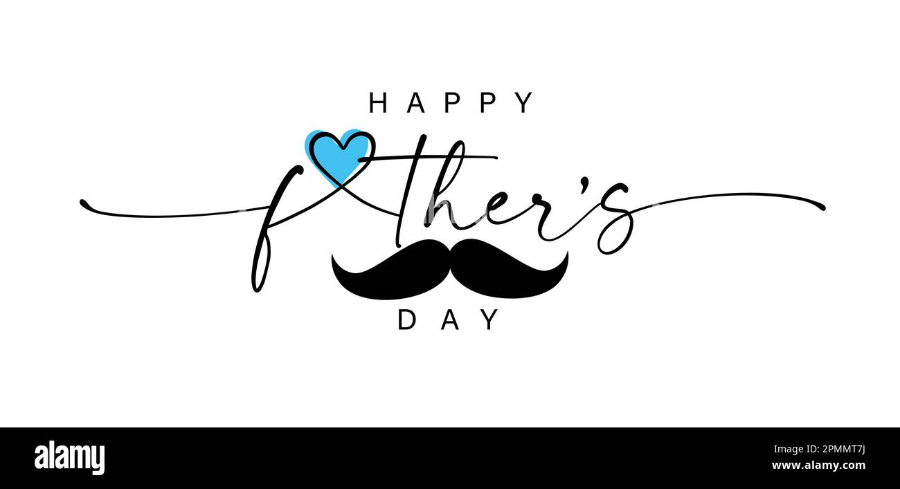 Happy father's day day wishes with heart. Best dad ever, elegant calligraphy with love sign and mustache. Vector text illustration for Fathers Day Stock Vector