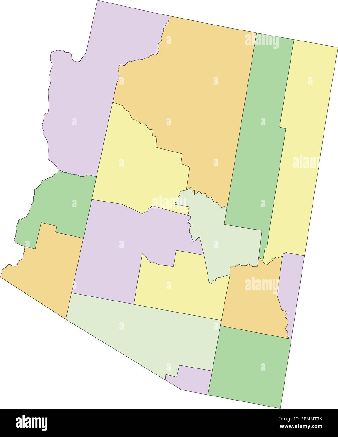Arizona - Highly detailed editable political map. Stock Vector