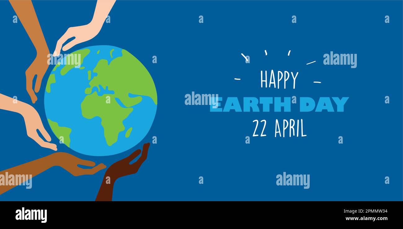 happy earth day planet in the middle of human hands with different skin ...