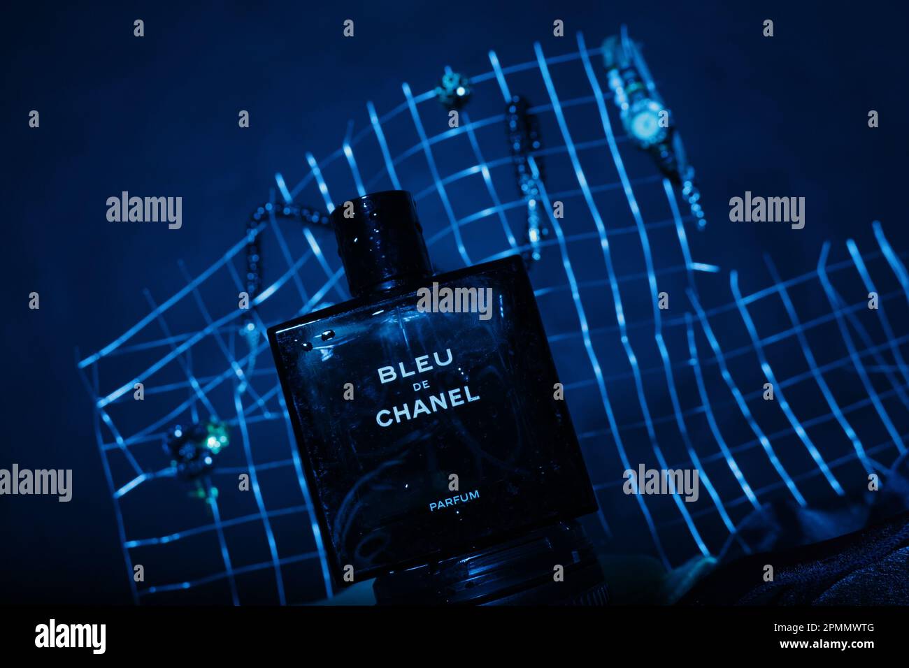 Blue De Chanel Perfume Advertising Stock Photo - Alamy