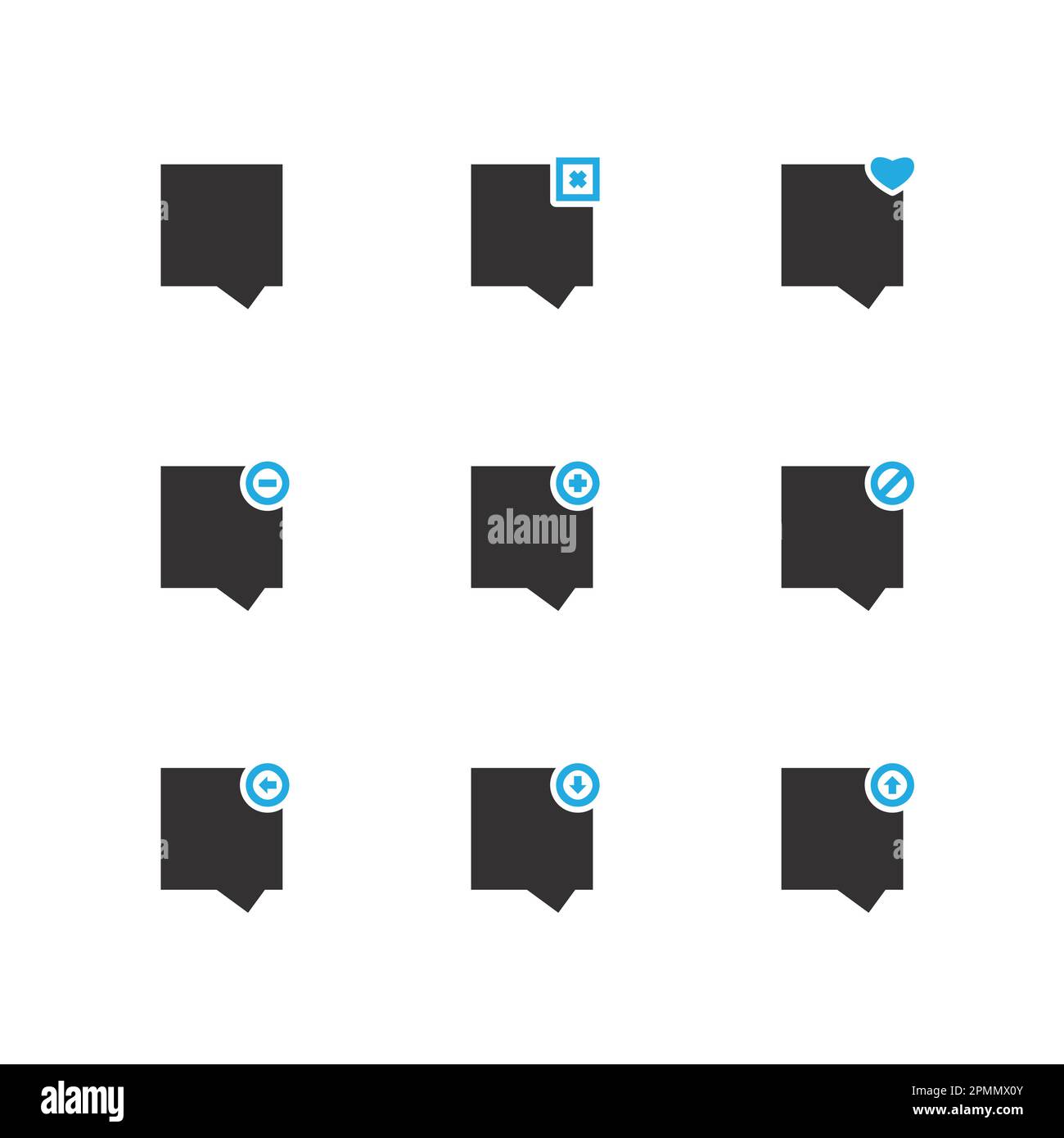 Speech Bubble or Chat Icon Set - Blue Series Stock Vector