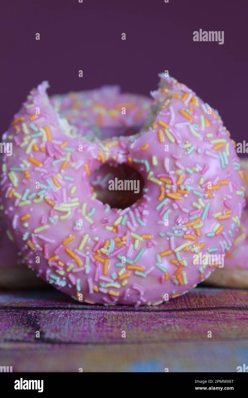 Pink Donut, Food Photography Stock Photo