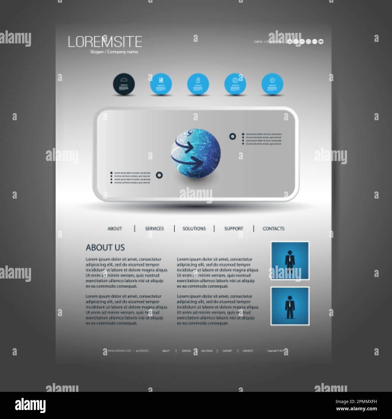 One Page Website Template for Your Business with Header Design Concept ...