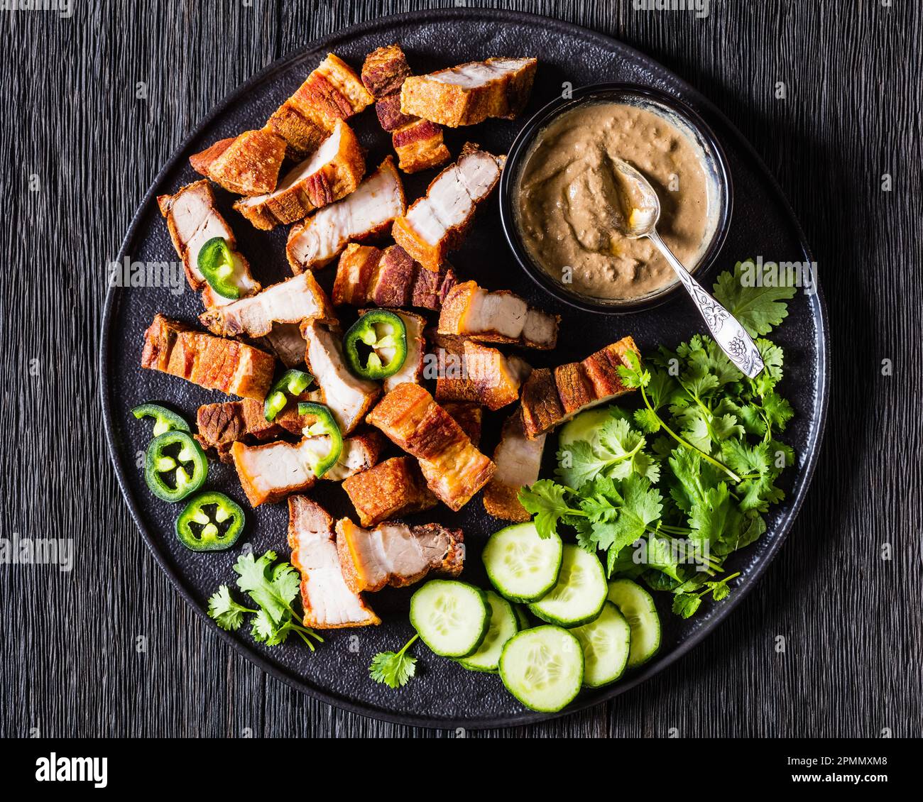 Lechon Kawali, filipino crispy fried pork belly with liver sauce