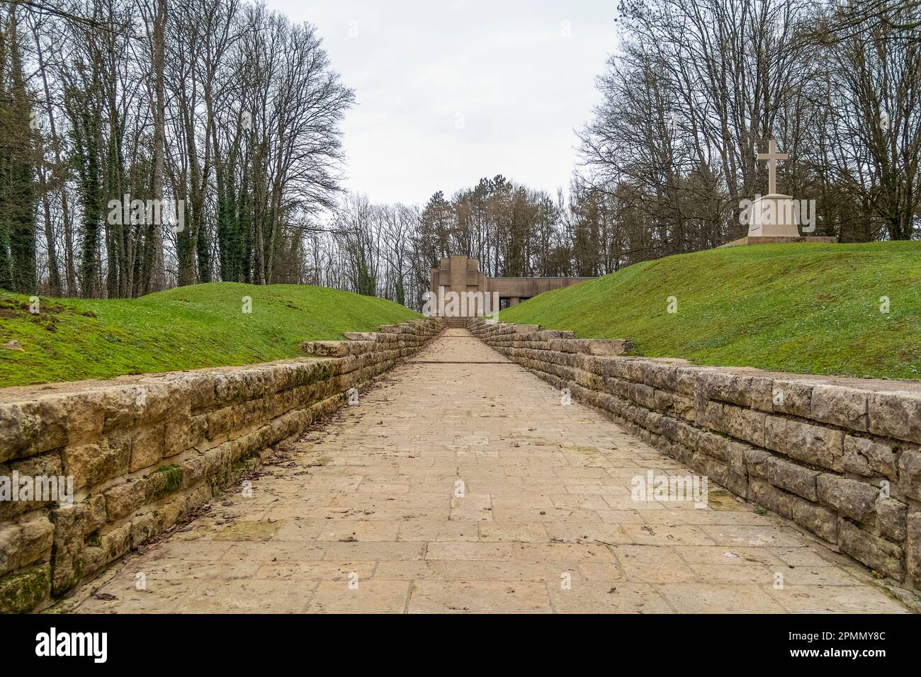 Trench warfare memorial in Douaumont-Vaux near Verdun in France Stock Photo