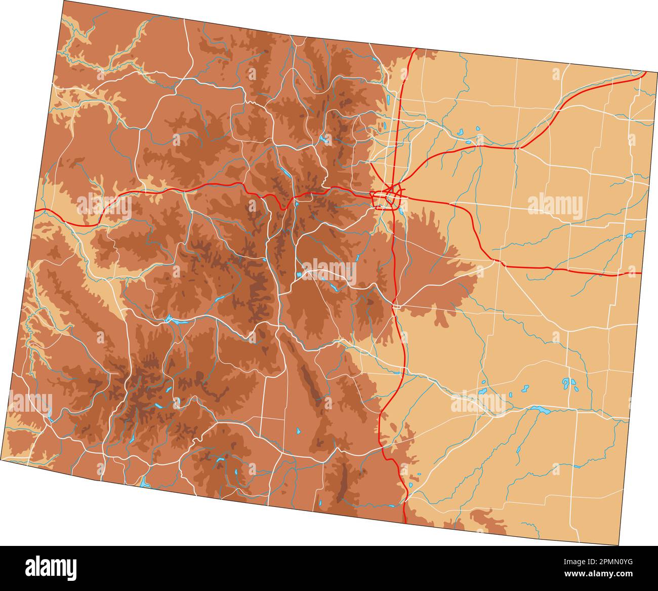 High detailed Colorado physical map. Stock Vector
