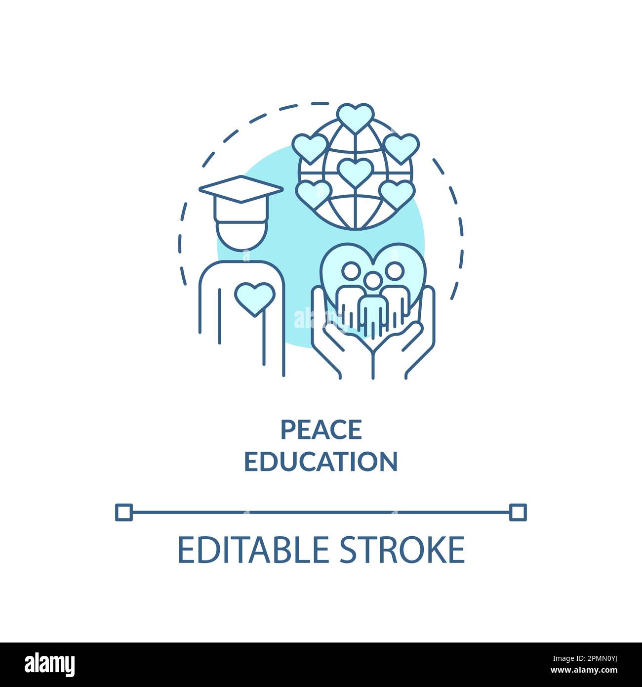 Peace education turquoise concept icon Stock Vector