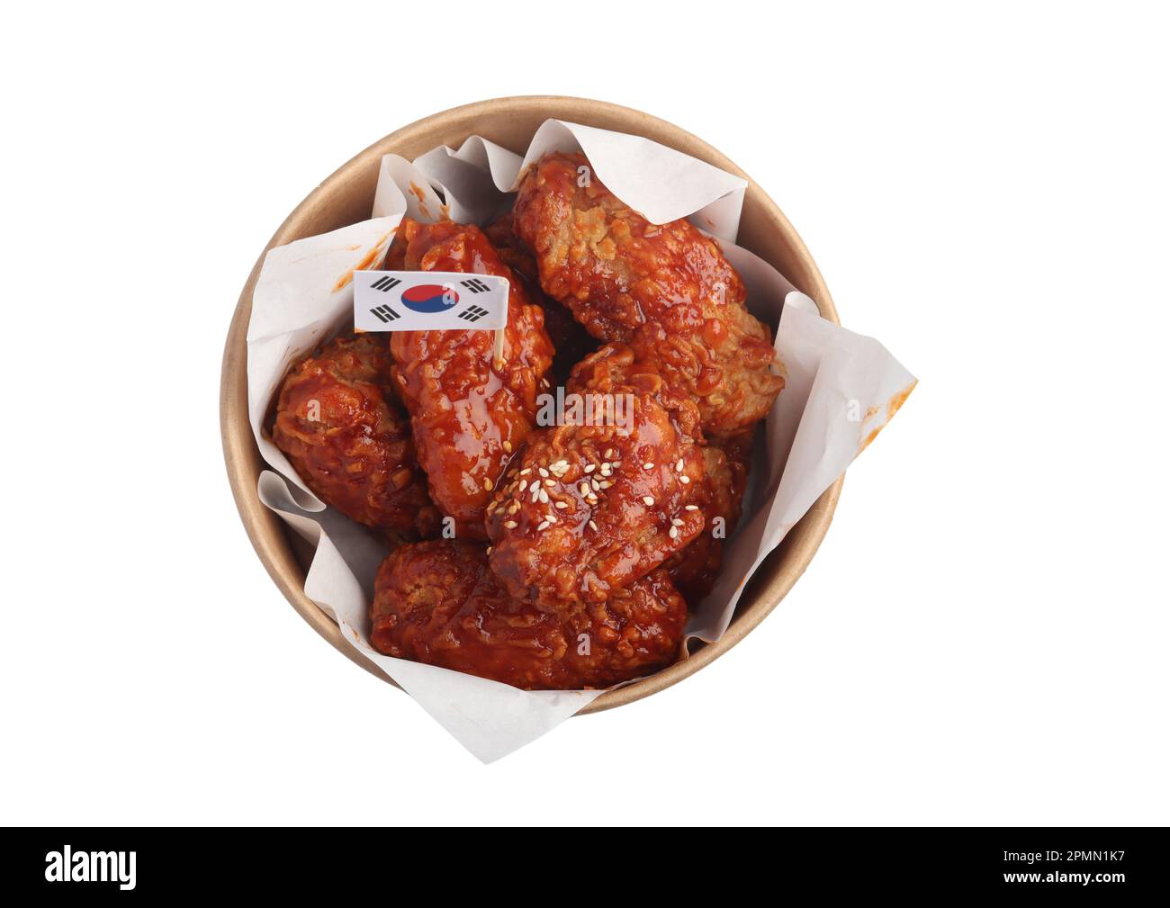 Spicy Korean Sauce Chicken on White Background Stock Photo - Alamy