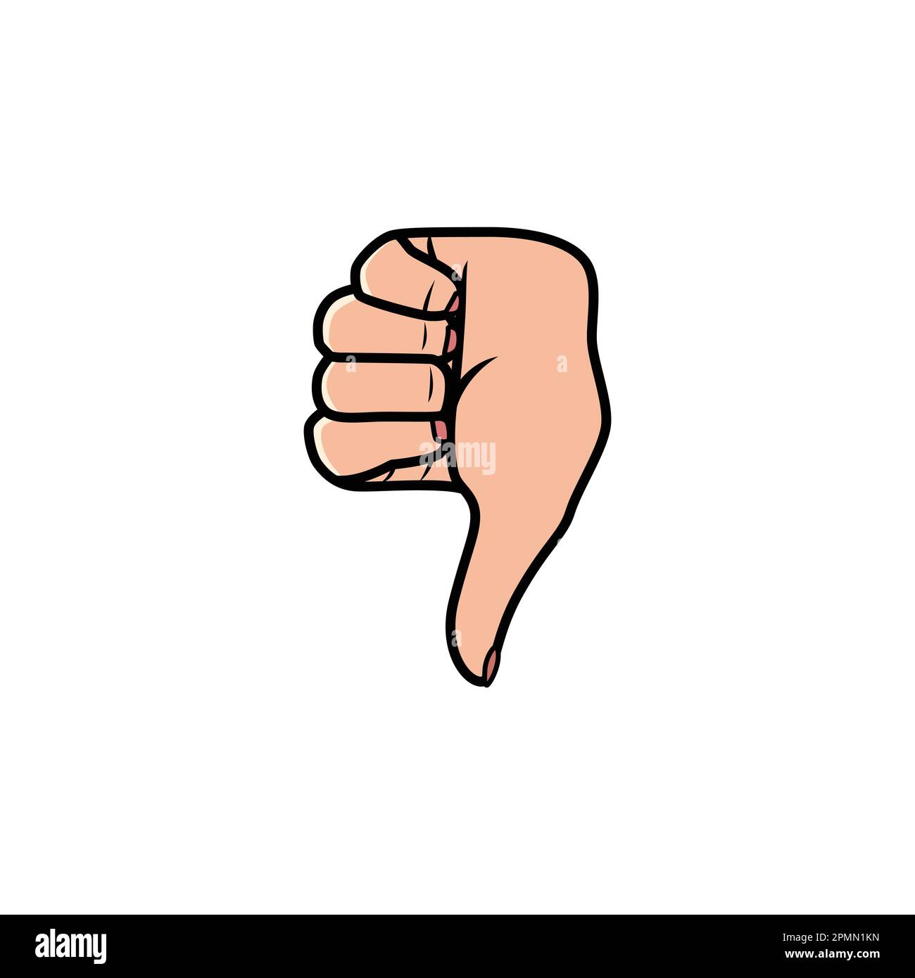 Thumb Down Hand Sign Isolated on a white background. Icon Vector Illustration. Stock Vector