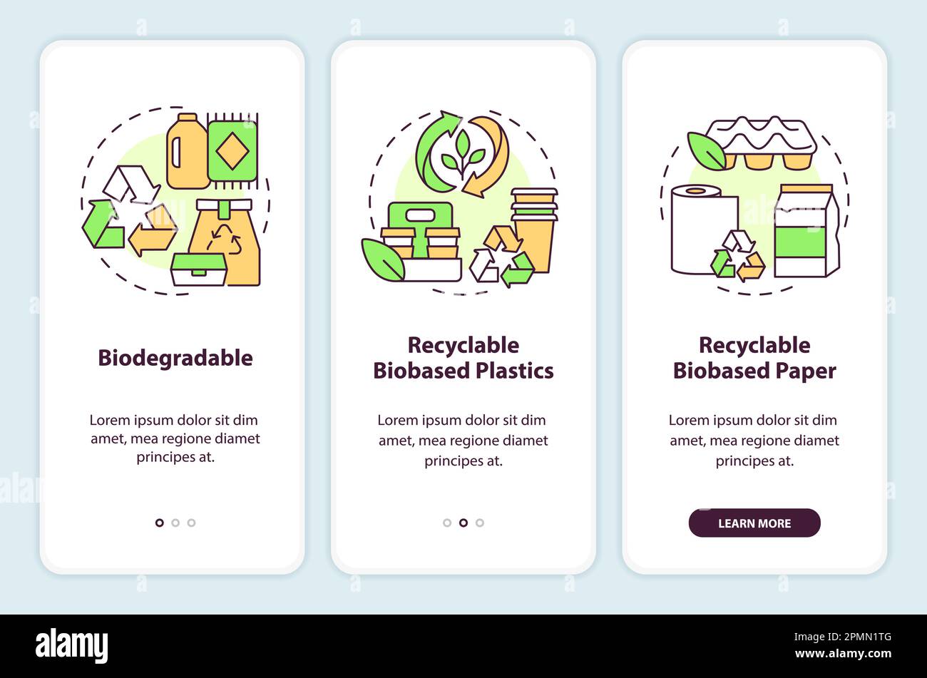 Bio based materials onboarding mobile app screen Stock Vector Image ...