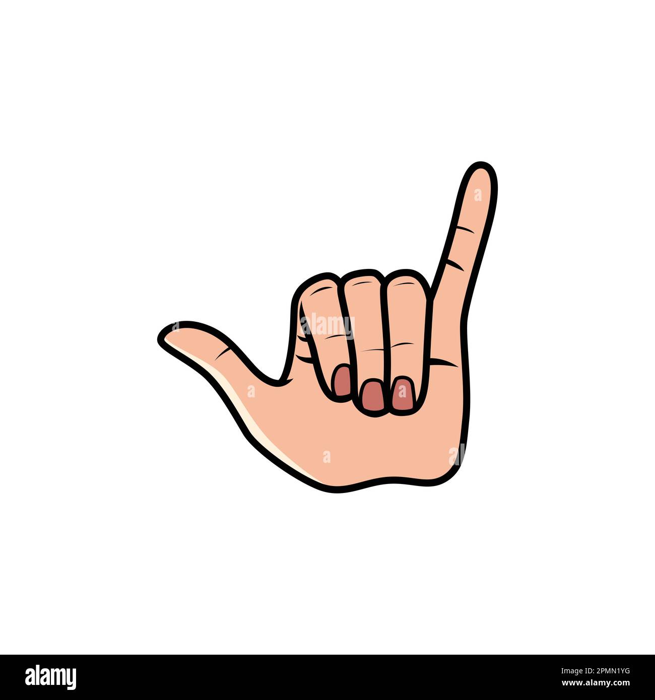 Shaka Hand Sign Isolated on a white background. Icon Vector Illustration. Stock Vector