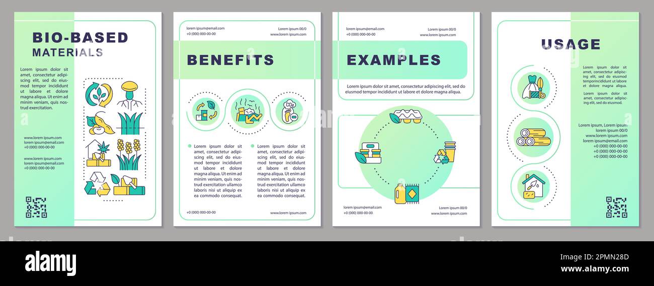 Bio based materials green gradient brochure template Stock Vector