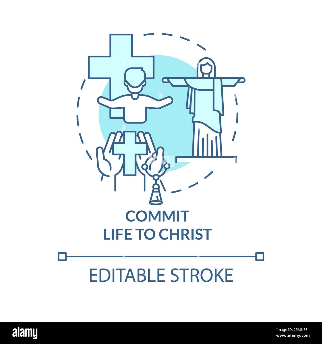 Commit life to Christ turquoise concept icon Stock Vector