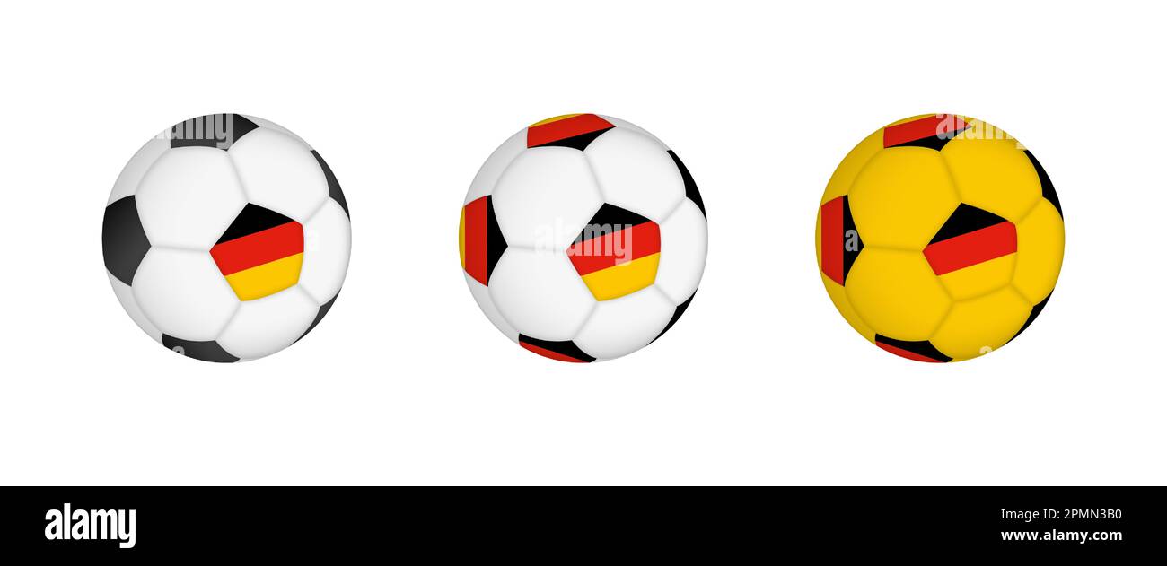 Collection football ball with the Germany flag. Soccer equipment mockup with flag in three