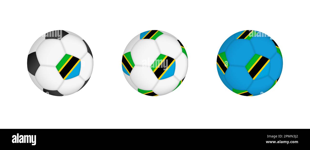 Collection football ball with the Tanzania flag. Soccer equipment ...